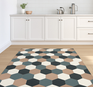 Kitchen vinyl mat with modern hexagonal design - TenStickers