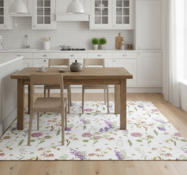 Kitchen vinyl mat with multicolor minimalist flowers - TenStickers