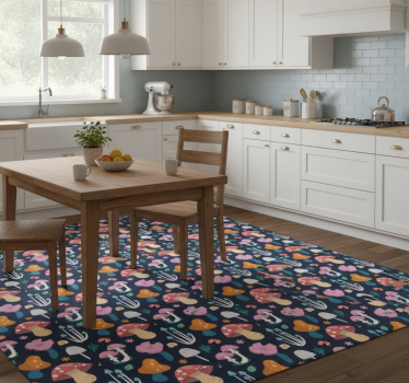 Kitchen vinyl mat with mushroom and ladybugs pattern - TenStickers