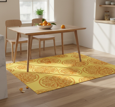 Kitchen vinyl mat with orange hand-drawn pattern - TenStickers