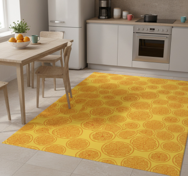 Kitchen vinyl mat with orange hand-drawn pattern - TenStickers