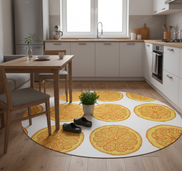 Kitchen vinyl mat with orange hand-drawn pattern stickers - TenStickers