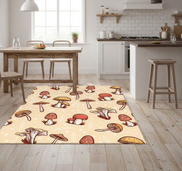 Kitchen vinyl mat with original mushroom design - TenStickers