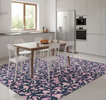 Kitchen vinyl mat with pink mushroom pattern - TenStickers
