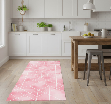 Kitchen vinyl mat with pink triangles pattern - TenStickers