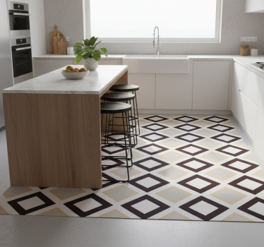 Kitchen vinyl mat with squared vintage cement design - TenStickers