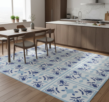 Kitchen vinyl mat with typical portuguese tile flowers - TenStickers