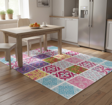 Kitchen vinyl mat with vibrant mediterranean tiles - TenStickers