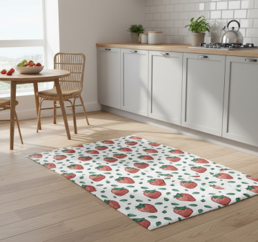 Kitchen vinyl mat with vibrant strawberry leaves - TenStickers