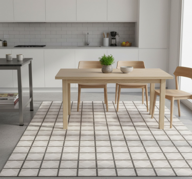 Kitchen vinyl mat with white minimalist abstract tiles - TenStickers
