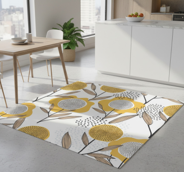 Kitchen vinyl mat with yellow abstract floral design - TenStickers