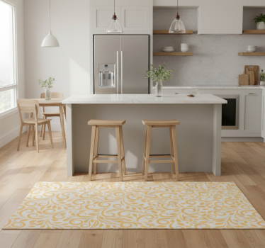 Kitchen vinyl mat with yellow polish flowers - TenStickers