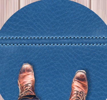 Texture rug in leather blue effect - TenStickers