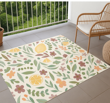 Lemon floral design outdoor rug - TenStickers