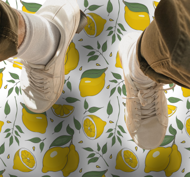 Lemons and flowers tropical kitchen flooring - TenStickers