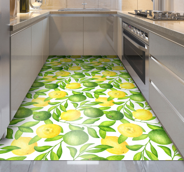 Lemons and Limes flower rug - TenStickers