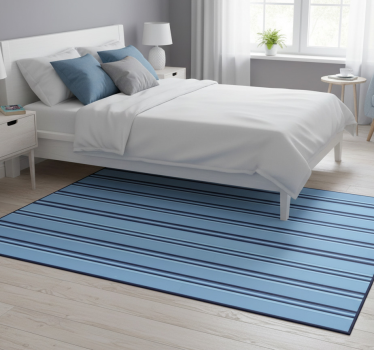 Light blue stripes on white vertical bedroom carpet - TenStickers