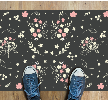 Little pink white flowers on dark flower rug - TenStickers