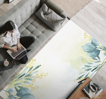 Living room floral rug flower rug - TenStickers