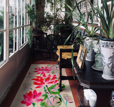 Lotus watercolour flower rug - TenStickers