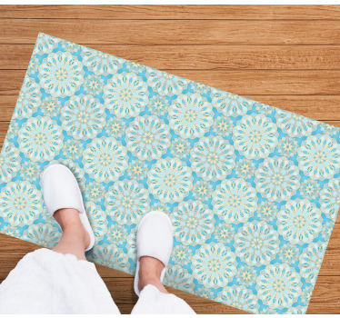 Mandala blue tiles bathroom vinyl flooring - TenStickers