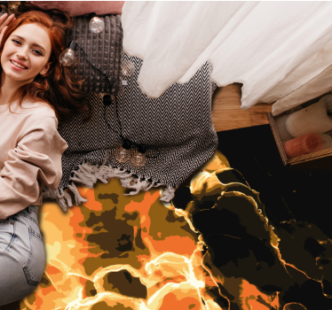 Marble rug with fiery effect - TenStickers
