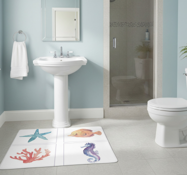 Marine animals bathroom mat - TenStickers