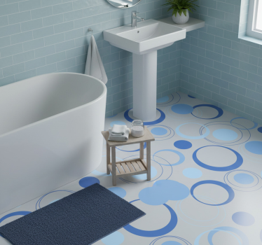 Minimal blue bubbles bathroom mat - TenStickers