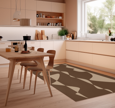 Brown and beige abstract design kitchen vinyl rug - TenStickers