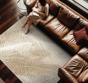 Minimalist leaves beige rug - TenStickers