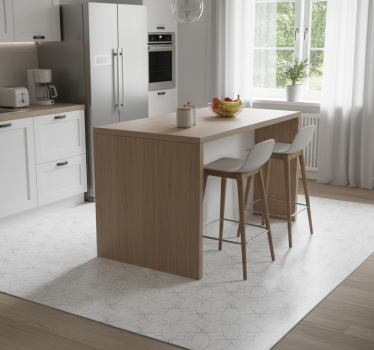 Minimalistic hexagon flower tiles kitchen vinyl mat - TenStickers