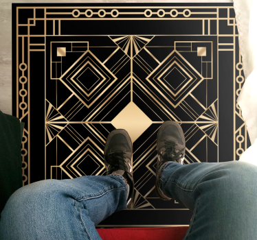 Modern art black and golden deco pattern geometric carpets - TenStickers