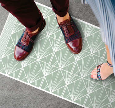 Modern art gren and white deco pattern geometric carpets - TenStickers