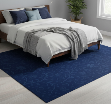Navy blue flower motif bedroom carpet - TenStickers