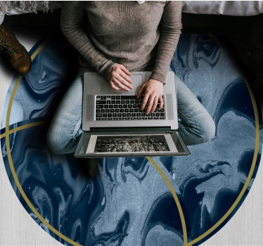 Abstract Marbled Circular Design marble rug - TenStickers