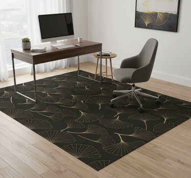 Office carpet ginkgo leaves charcoal gold - TenStickers