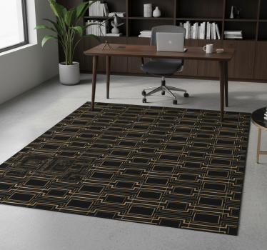 Office carpet with gold frame art decor pattern - TenStickers