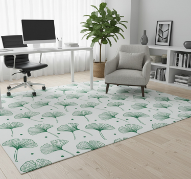 Office carpet with large green ginkgo leaves - TenStickers