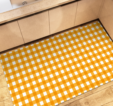 Orange checkered motif kitchen vinyl mat - TenStickers