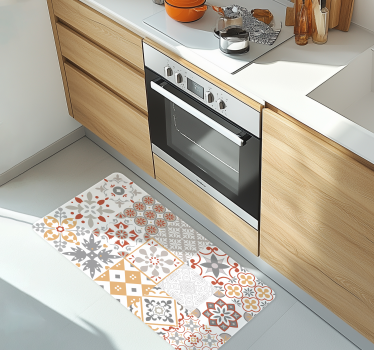 Orange mosaic kitchen mat - TenStickers