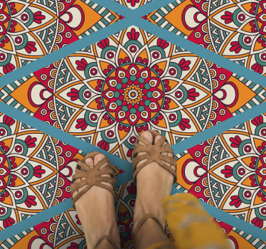 ornamental coloured vintage pattern retro rug - TenStickers