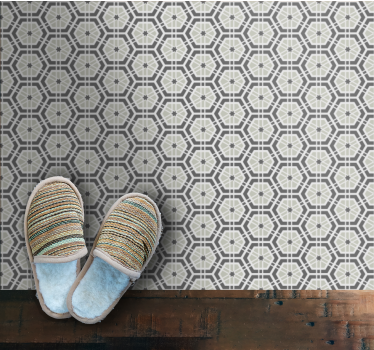 Ornamental gray pattern bathroom vinyl flooring - TenStickers
