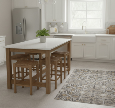 Ornate charcoal arabesque kitchen vinyl mat - TenStickers