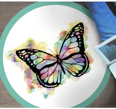 Painted butterfly design circular mat - TenStickers