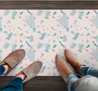 Pastel abstract shapes marble rug - TenStickers
