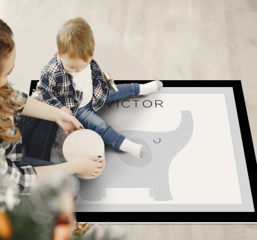 personalizable elephant  personalised vinyl rug - TenStickers