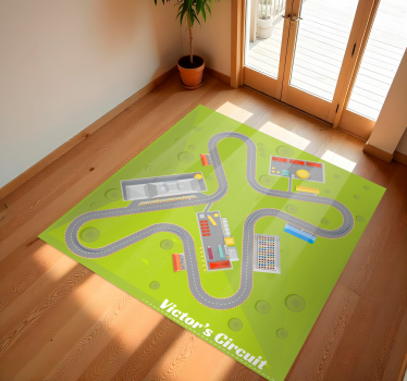personalizable race track vinyl rug - TenStickers