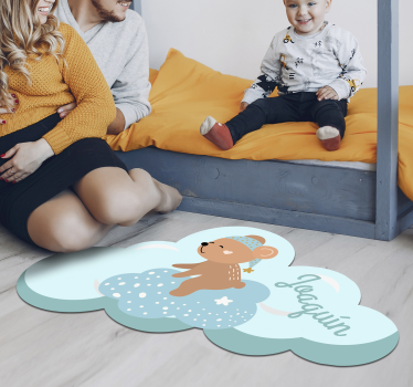 Personalized blue scandinavian vinyl rug - TenStickers