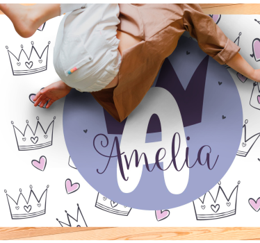 Personalized crown print kids rug - TenStickers