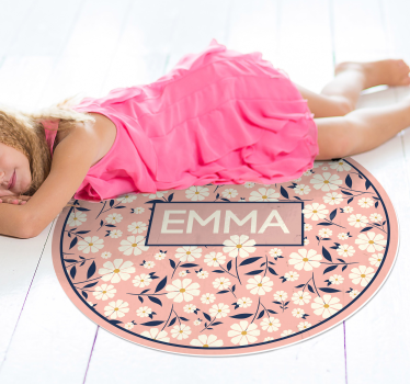 Personalized Floral Circle custom floor mat - TenStickers